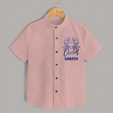 Cancer Crab Zodiac Symbol Printed shirt - PEACH - 0 - 6 Months Old (Chest 23")