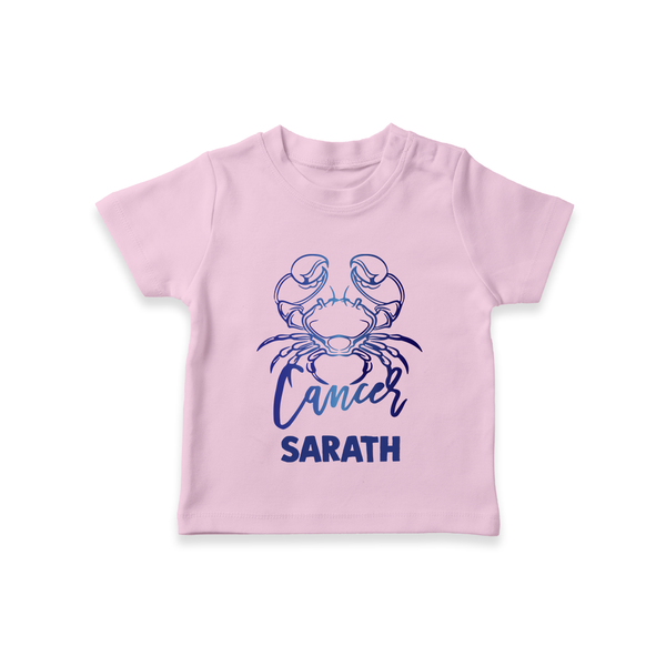 Cancer Crab Zodiac Symbol Printed T shirt  - BABY PINK - 0-5 Months Old (Chest 17")