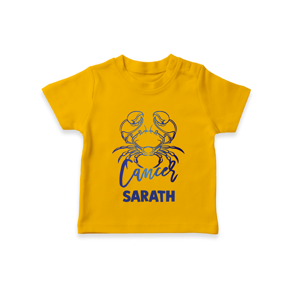 Cancer Crab Zodiac Symbol Printed T shirt  - CHROME YELLOW - 0-5 Months Old (Chest 17")