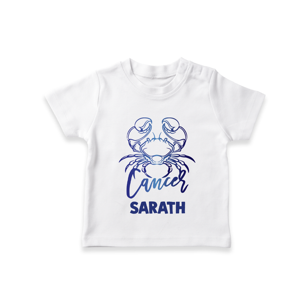 Cancer Crab Zodiac Symbol Printed T shirt  - WHITE - 0-5 Months Old (Chest 17")