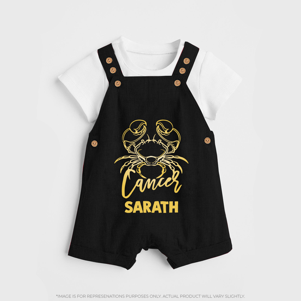 Cancer Crab Zodiac Symbol Printed Dungaree - BLACK - 0 - 5 Months Old (Chest 18")