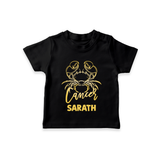 Cancer Crab Zodiac Symbol Printed T shirt  - BLACK - 0-5 Months Old (Chest 17")