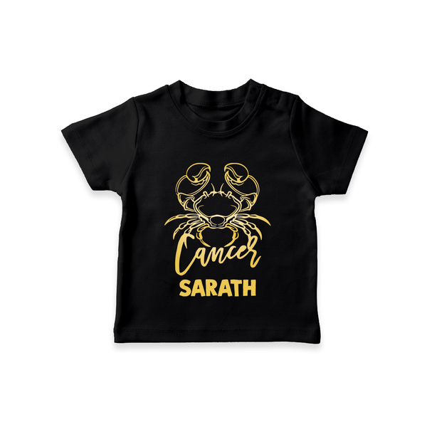 Cancer Crab Zodiac Symbol Printed T shirt  - BLACK - 0-5 Months Old (Chest 17")