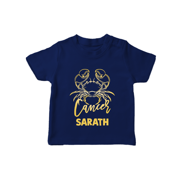 Cancer Crab Zodiac Symbol Printed T shirt  - NAVY BLUE - 0-5 Months Old (Chest 17")