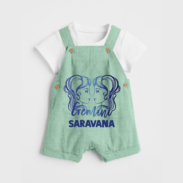 Gemini Twin Star Sign Printed Dungaree - MINT GREEN - 0 - 5 Months Old (Chest 18")