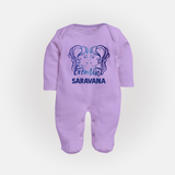 Gemini Twin Star Sign PrintedFullbody Suit - LILAC - New Born (Chest 7.5")