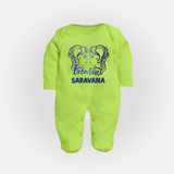 Gemini Twin Star Sign PrintedFullbody Suit - LIME GREEN - New Born (Chest 7.5")