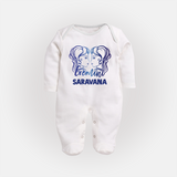 Gemini Twin Star Sign PrintedFullbody Suit - WHITE - New Born (Chest 7.5")