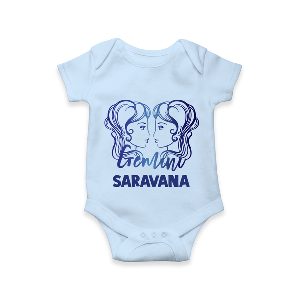 Gemini Twin Star Sign Printed Romper - BABY BLUE - New Born (Chest 14")