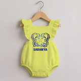 Gemini Twin Star Sign Printed Romper Frock - PASTEL YELLOW - 0 - 3 Months Old (Chest 19")