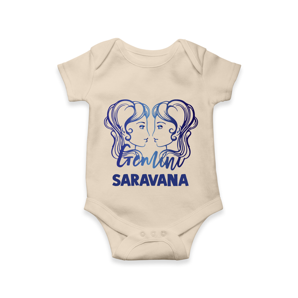 Gemini Twin Star Sign Printed Romper - IVORY - New Born (Chest 14")