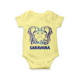 Gemini Twin Star Sign Printed Romper - PASTEL YELLOW - New Born (Chest 14")