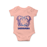 Gemini Twin Star Sign Printed Romper - PEACH - New Born (Chest 14")