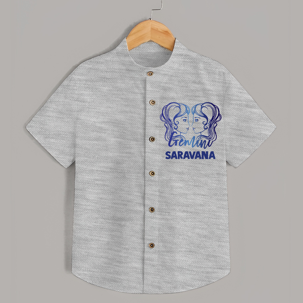 Gemini Twin Star Sign Printed shirt - GREY - 0 - 6 Months Old (Chest 23")
