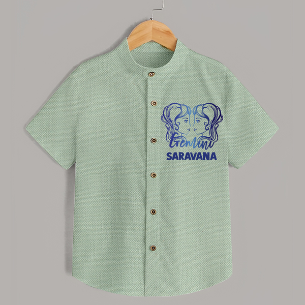Gemini Twin Star Sign Printed shirt - MINT GREEN - 0 - 6 Months Old (Chest 23")