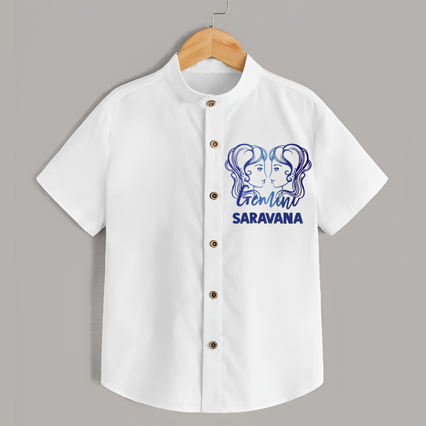 Gemini Twin Star Sign Printed shirt - WHITE - 0 - 6 Months Old (Chest 23")