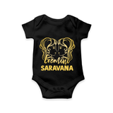 Gemini Twin Star Sign Printed Romper - BLACK - New Born (Chest 14")