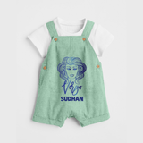Virgo Zodiac Maiden Symbol Printed Dungaree - MINT GREEN - 0 - 5 Months Old (Chest 18")