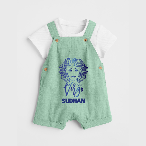 Virgo Zodiac Maiden Symbol Printed Dungaree - MINT GREEN - 0 - 5 Months Old (Chest 18")