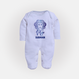 Virgo Zodiac Maiden Symbol PrintedFullbody Suit - BABY BLUE - New Born (Chest 7.5")