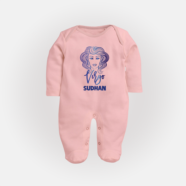 Virgo Zodiac Maiden Symbol PrintedFullbody Suit - BABY PINK - New Born (Chest 7.5")