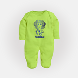 Virgo Zodiac Maiden Symbol PrintedFullbody Suit - LIME GREEN - New Born (Chest 7.5")