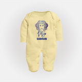 Virgo Zodiac Maiden Symbol PrintedFullbody Suit - PASTEL YELLOW - New Born (Chest 7.5")