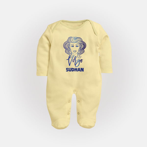 Virgo Zodiac Maiden Symbol PrintedFullbody Suit - PASTEL YELLOW - New Born (Chest 7.5")