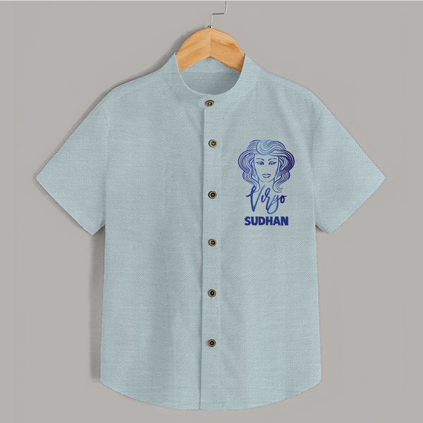 Virgo Zodiac Maiden Symbol Printed shirt - ARCTIC BLUE - 0 - 6 Months Old (Chest 23")