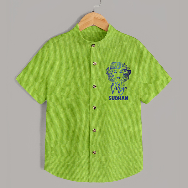 Virgo Zodiac Maiden Symbol Printed shirt - LIME GREEN - 0 - 6 Months Old (Chest 23")
