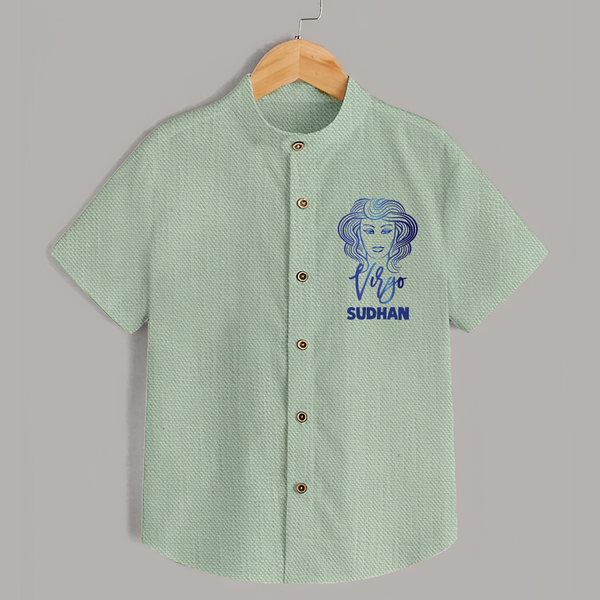 Virgo Zodiac Maiden Symbol Printed shirt - MINT GREEN - 0 - 6 Months Old (Chest 23")