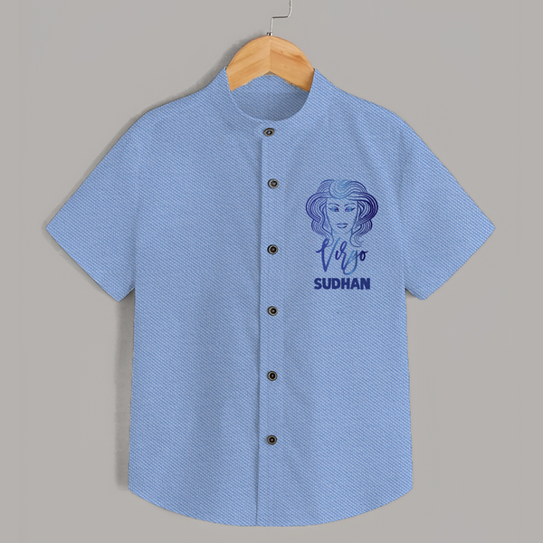 Virgo Zodiac Maiden Symbol Printed shirt - SKY BLUE - 0 - 6 Months Old (Chest 23")