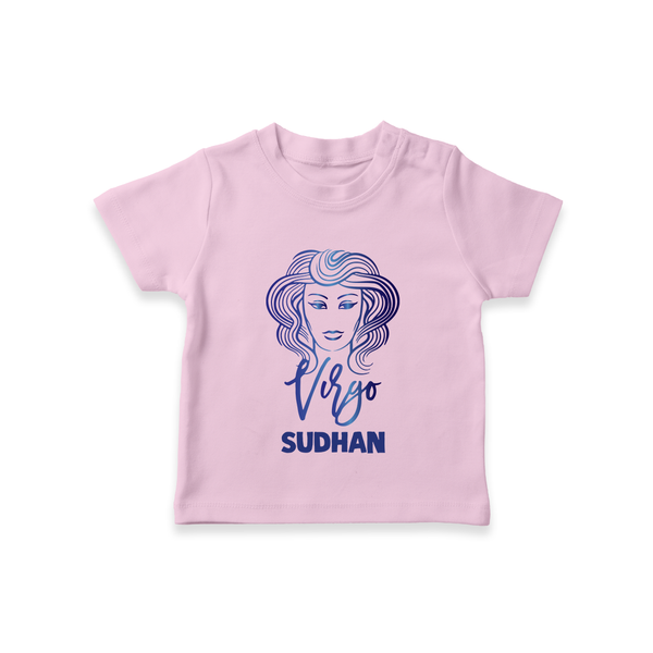 Virgo Zodiac Maiden Symbol Printed T shirt  - BABY PINK - 0-5 Months Old (Chest 17")