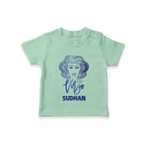 Virgo Zodiac Maiden Symbol Printed T shirt  - MINT GREEN - 0-5 Months Old (Chest 17")