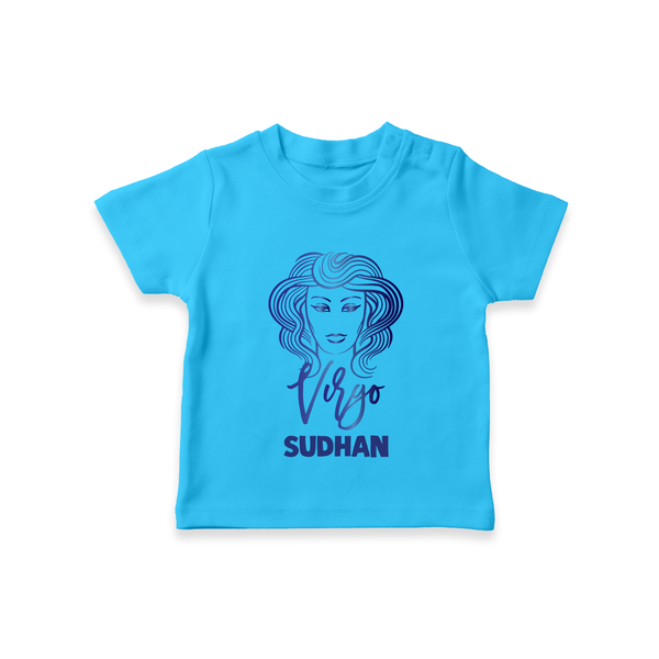 Virgo Zodiac Maiden Symbol Printed T shirt  - SKY BLUE - 0-5 Months Old (Chest 17")