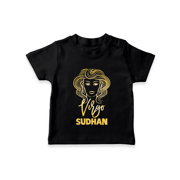 Virgo Zodiac Maiden Symbol Printed T shirt  - BLACK - 0-5 Months Old (Chest 17")