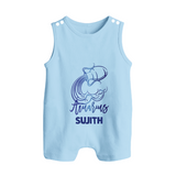 Aquarius Water Bearer Zodiac Symbol Printed Button Romper - BABY BLUE - New Born (Chest 18")