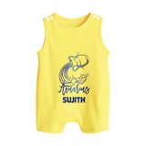 Aquarius Water Bearer Zodiac Symbol Printed Button Romper - PASTEL YELLOW - New Born (Chest 18")