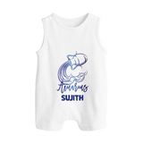 Aquarius Water Bearer Zodiac Symbol Printed Button Romper - WHITE - New Born (Chest 18")