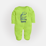 Aquarius Water Bearer Zodiac Symbol PrintedFullbody Suit - LIME GREEN - New Born (Chest 7.5")