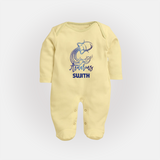 Aquarius Water Bearer Zodiac Symbol PrintedFullbody Suit - PASTEL YELLOW - New Born (Chest 7.5")