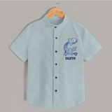 Aquarius Water Bearer Zodiac Symbol Printed shirt - ARCTIC BLUE - 0 - 6 Months Old (Chest 23")