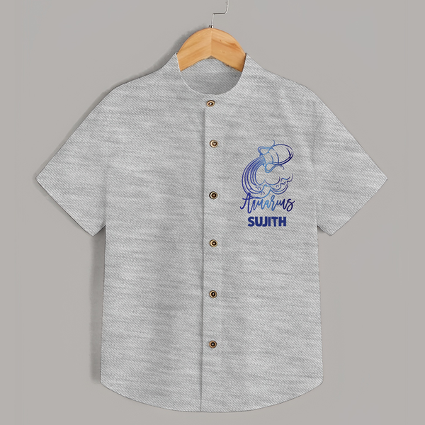 Aquarius Water Bearer Zodiac Symbol Printed shirt - GREY - 0 - 6 Months Old (Chest 23")