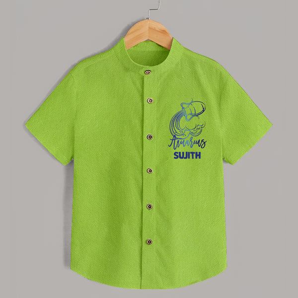 Aquarius Water Bearer Zodiac Symbol Printed shirt - LIME GREEN - 0 - 6 Months Old (Chest 23")