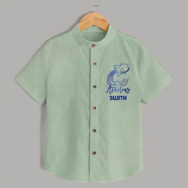 Aquarius Water Bearer Zodiac Symbol Printed shirt - MINT GREEN - 0 - 6 Months Old (Chest 23")