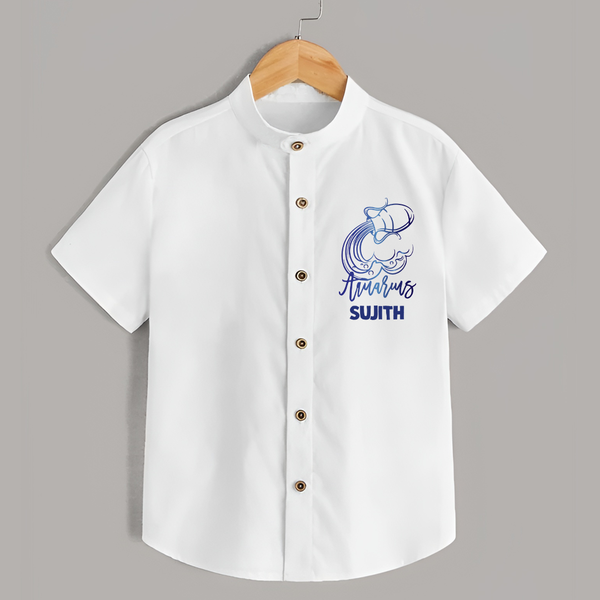 Aquarius Water Bearer Zodiac Symbol Printed shirt - WHITE - 0 - 6 Months Old (Chest 23")
