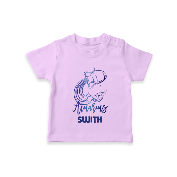 Aquarius Water Bearer Zodiac Symbol Printed T shirt  - LILAC - 0-5 Months Old (Chest 17")