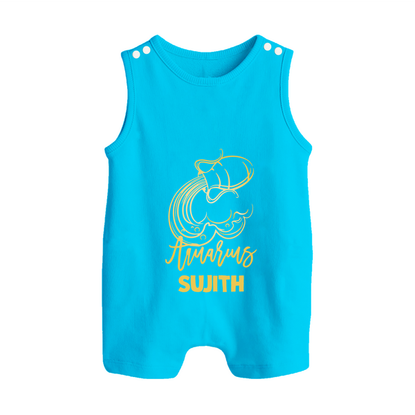 Aquarius Water Bearer Zodiac Symbol Printed Button Romper