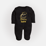 Aquarius Water Bearer Zodiac Symbol PrintedFullbody Suit - BLACK - New Born (Chest 7.5")
