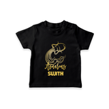 Aquarius Water Bearer Zodiac Symbol Printed T shirt  - BLACK - 0-5 Months Old (Chest 17")